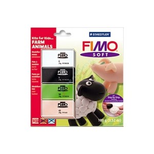 Kit Fimo animales de la granja 4 diferentes pastillas de 25 gr. 