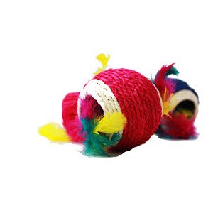 Juguete de sisal con 2 bolas y plumas (gatos)