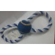 juguete para perro, pelota con cuerda azul