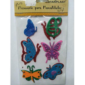 pegatinas mariposas con purpurina goma eva