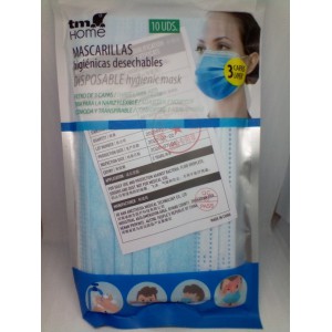 MASCARILLAS HIGIENICAS DESECHABLES pack 10uds