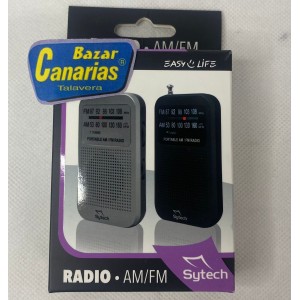 Radio de Bolsillo Am-FM, Altavoz, Vertical, Negro (sytech) 