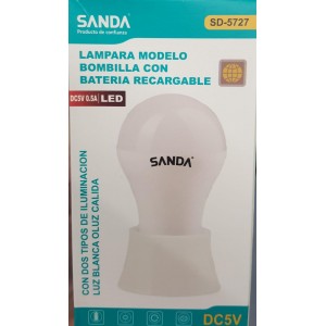 LAMPARA MODELO BOMBILLA CON BATERIA RECARGABLE SANDA SD-5727