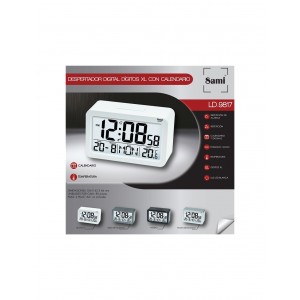 SAMI DESPERTADOR SAMI LCD DIGITOS XL CALENDARIO LD-9817 PLATA